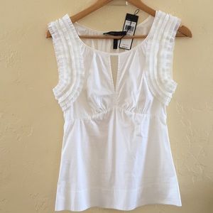 BCBG Maxazaria White Riffled Top NWT XXS